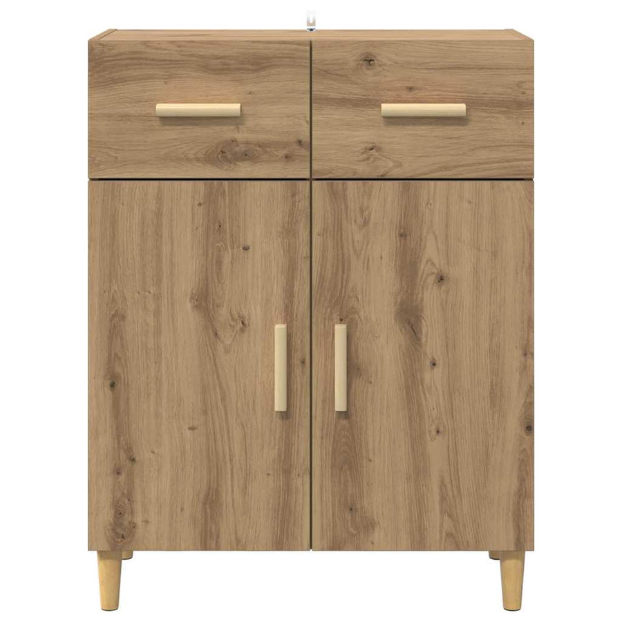 Dressoir artisanaal eikenkleurig 34 x 69.5 x 89 cm Bewerkt hout