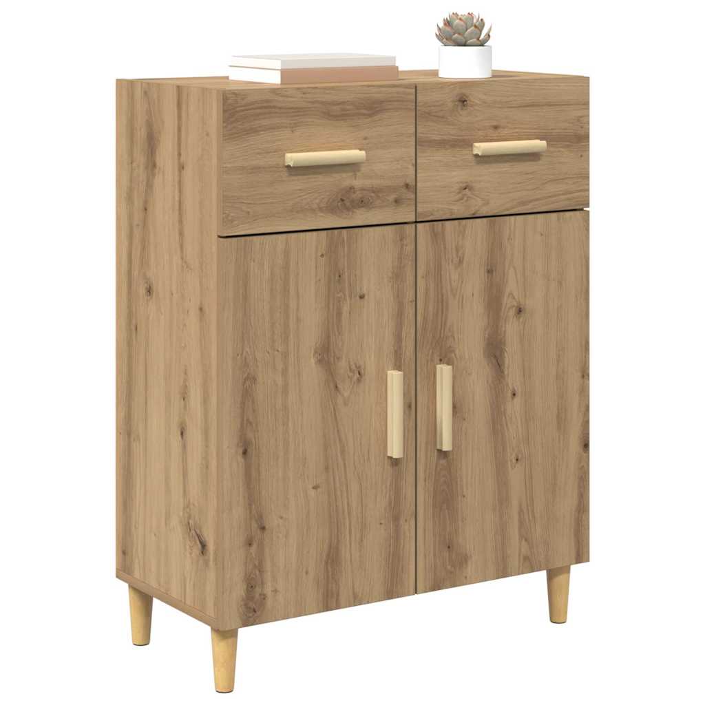 Dressoir artisanaal eikenkleurig 34 x 69.5 x 89 cm Bewerkt hout