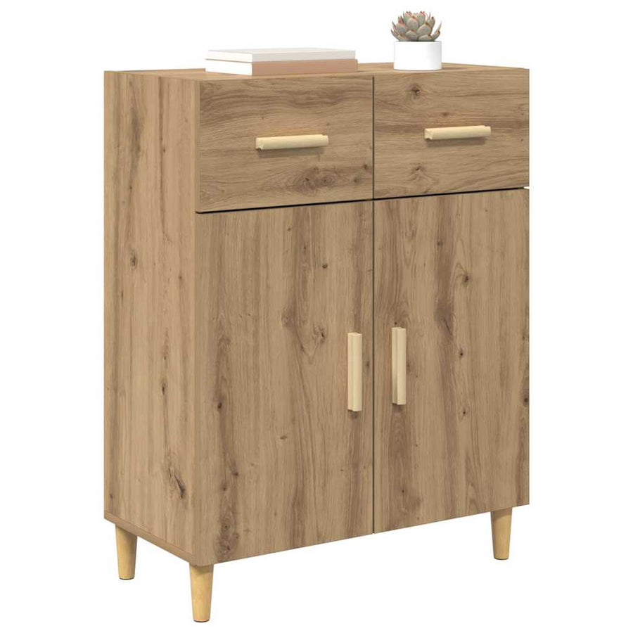 Dressoir artisanaal eikenkleurig 34 x 69.5 x 89 cm Bewerkt hout