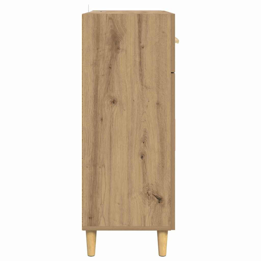 Dressoir artisanaal eikenkleurig 34 x 69.5 x 89 cm Bewerkt hout