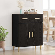 Dressoir zwart eiken 34x69.5x89 cm bewerkt hout