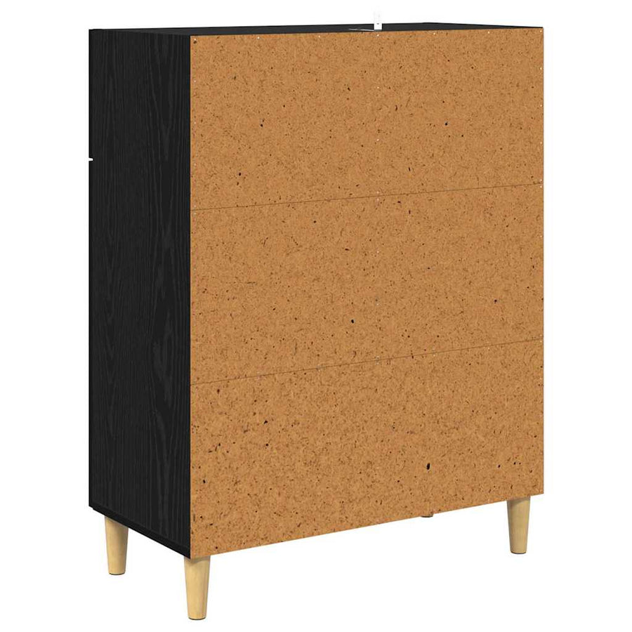 Dressoir met lade Zwart eiken 34 x 69.5 x 89 cm Bewerkt hout