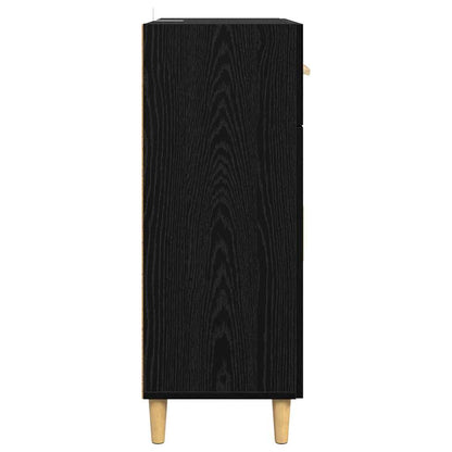 Dressoir met lade Zwart eiken 34 x 69.5 x 89 cm Bewerkt hout