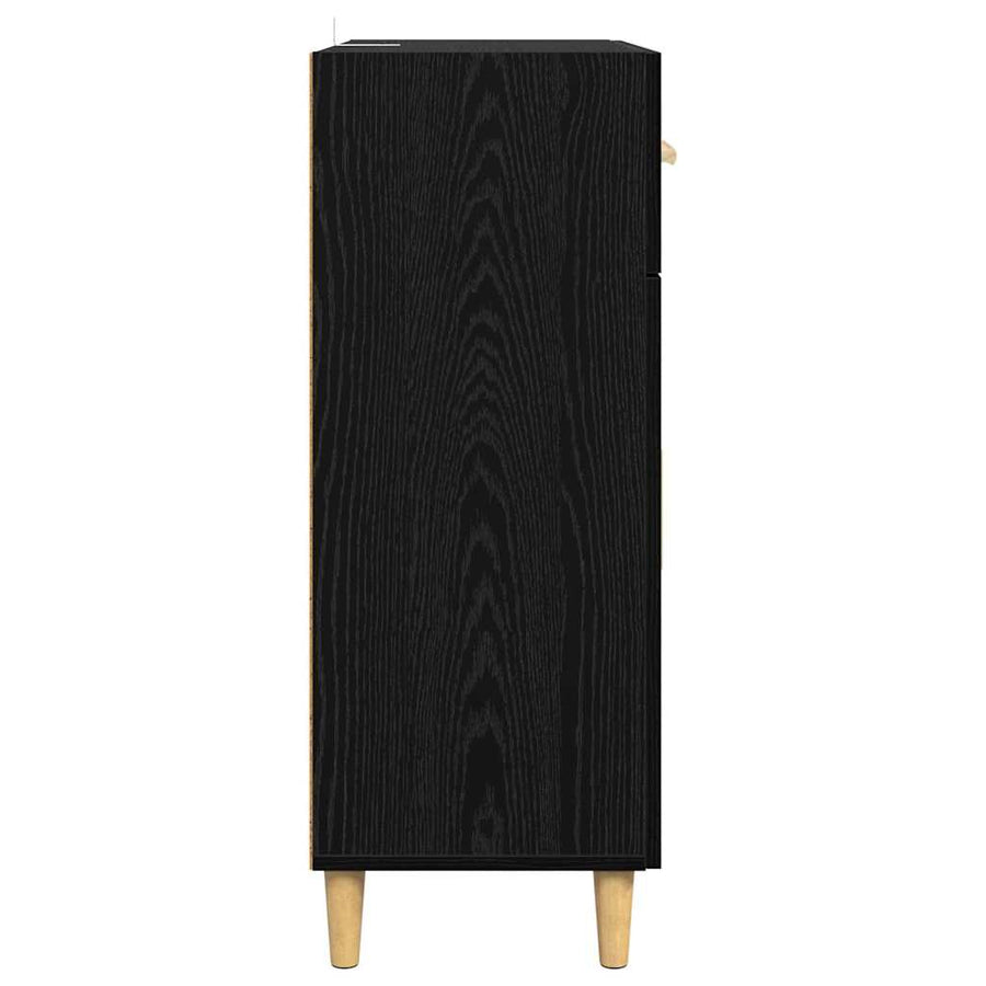 Dressoir met lade Zwart eiken 34 x 69.5 x 89 cm Bewerkt hout