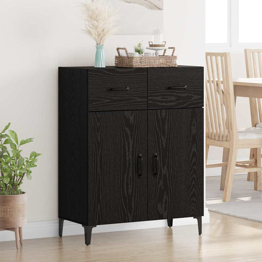 Dressoir met lade Zwart Eiken 69,5 x 34 x 90 cm Bewerkt hout