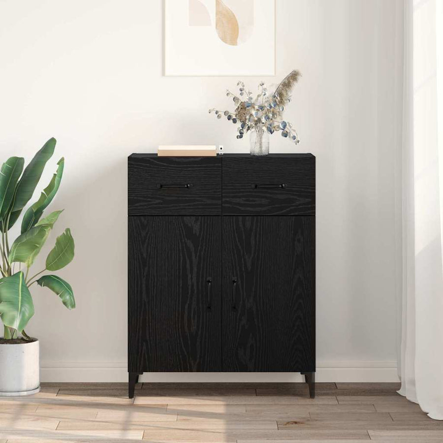 Dressoir met lade Zwart Eiken 69,5 x 34 x 90 cm Bewerkt hout