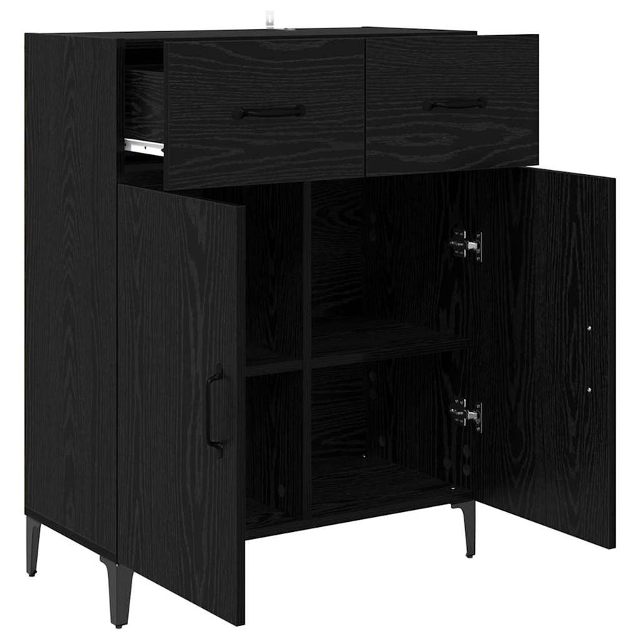 Dressoir met lade Zwart Eiken 69,5 x 34 x 90 cm Bewerkt hout