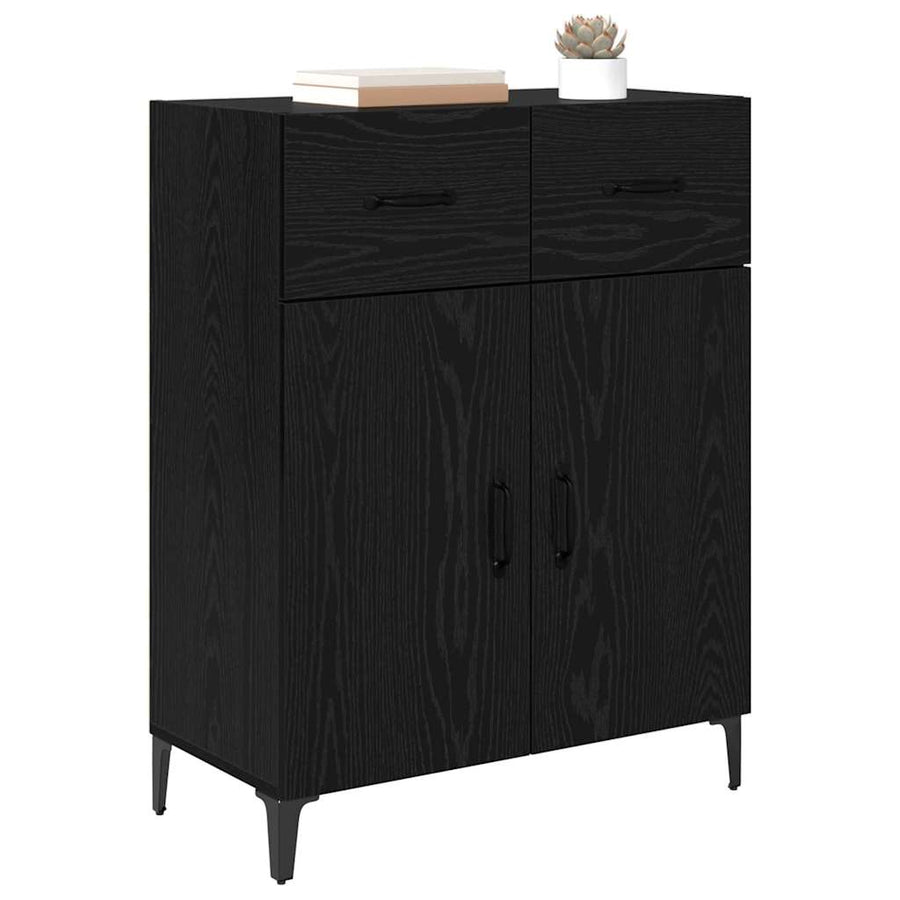 Dressoir met lade Zwart Eiken 69,5 x 34 x 90 cm Bewerkt hout