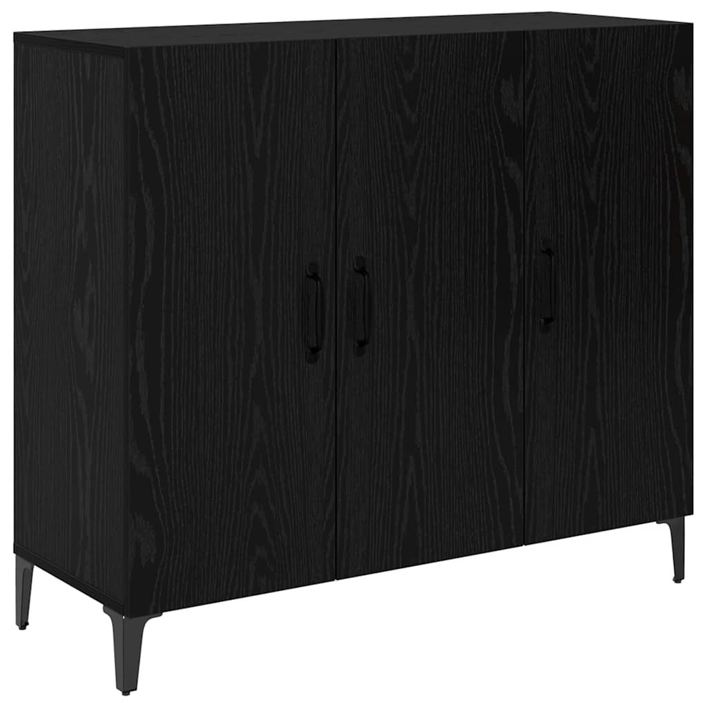 Dressoir Zwart eiken 34 x 90 x 80 cm Bewerkt hout