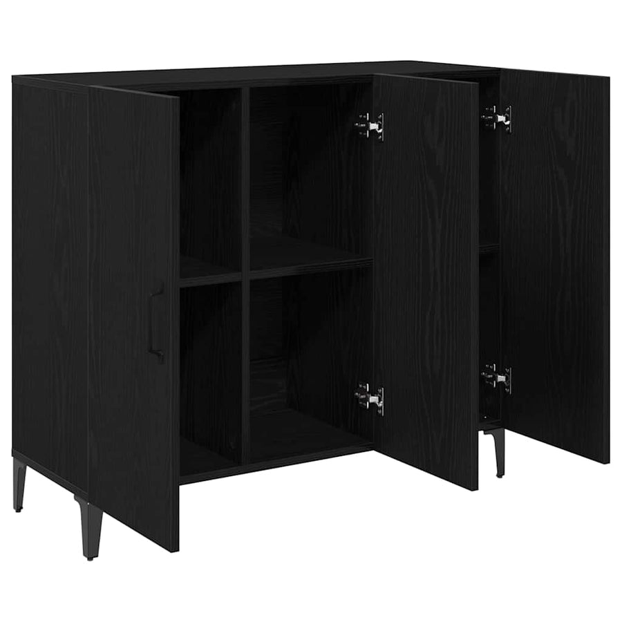 Dressoir Zwart eiken 34 x 90 x 80 cm Bewerkt hout
