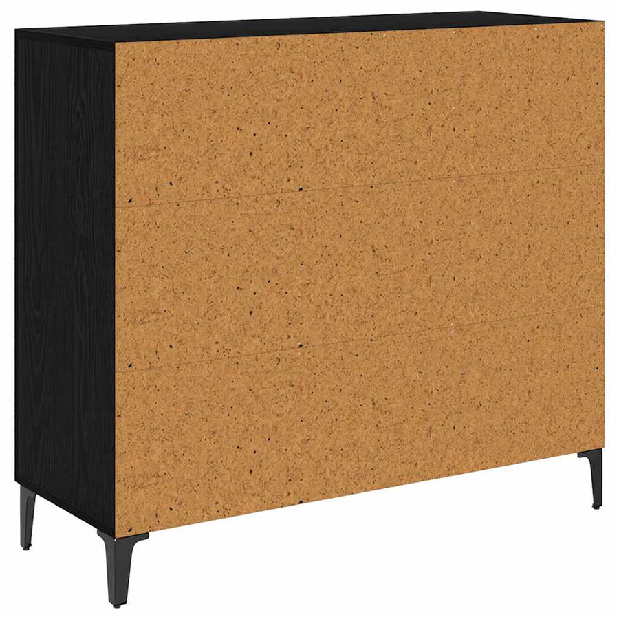 Dressoir Zwart eiken 34 x 90 x 80 cm Bewerkt hout