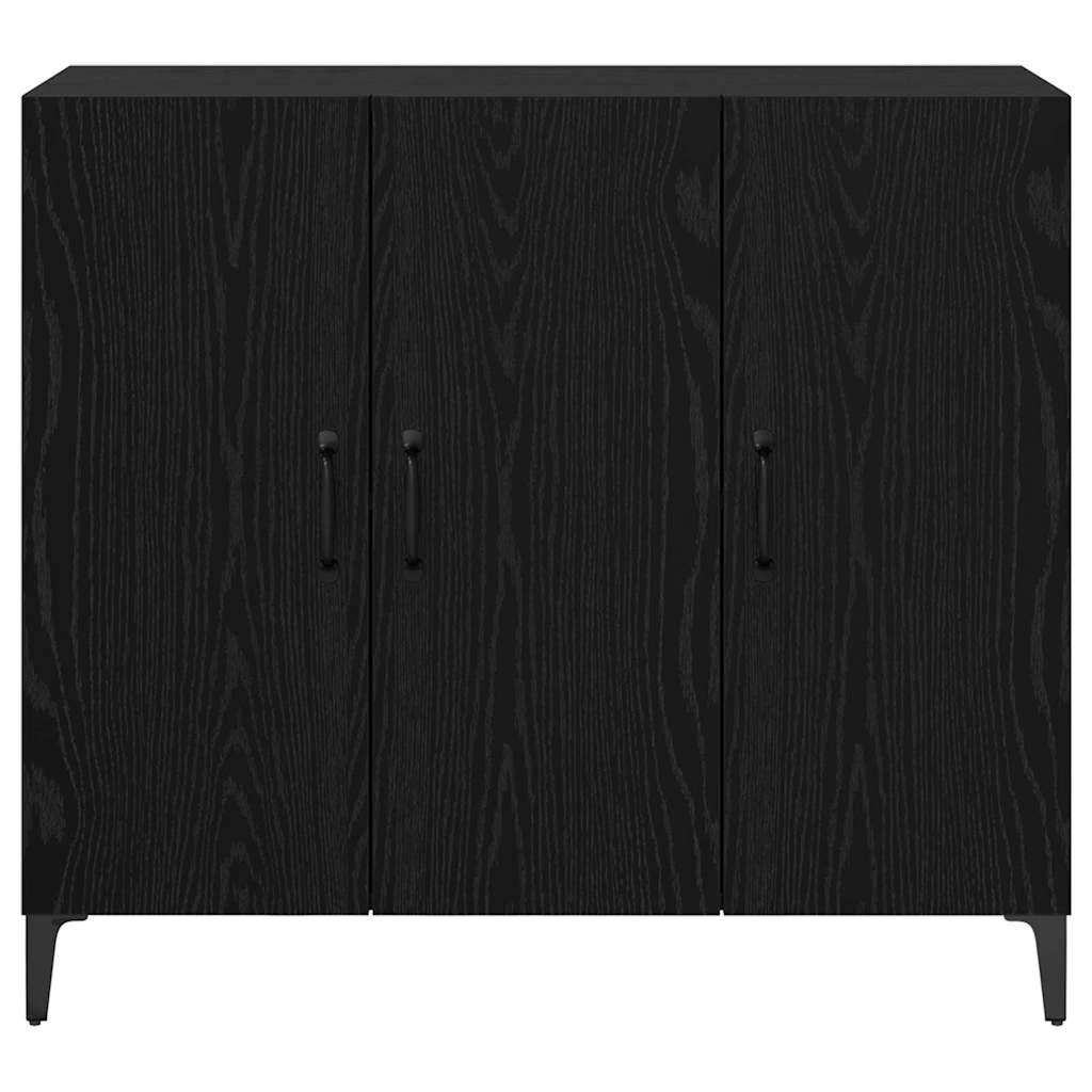 Dressoir Zwart eiken 34 x 90 x 80 cm Bewerkt hout