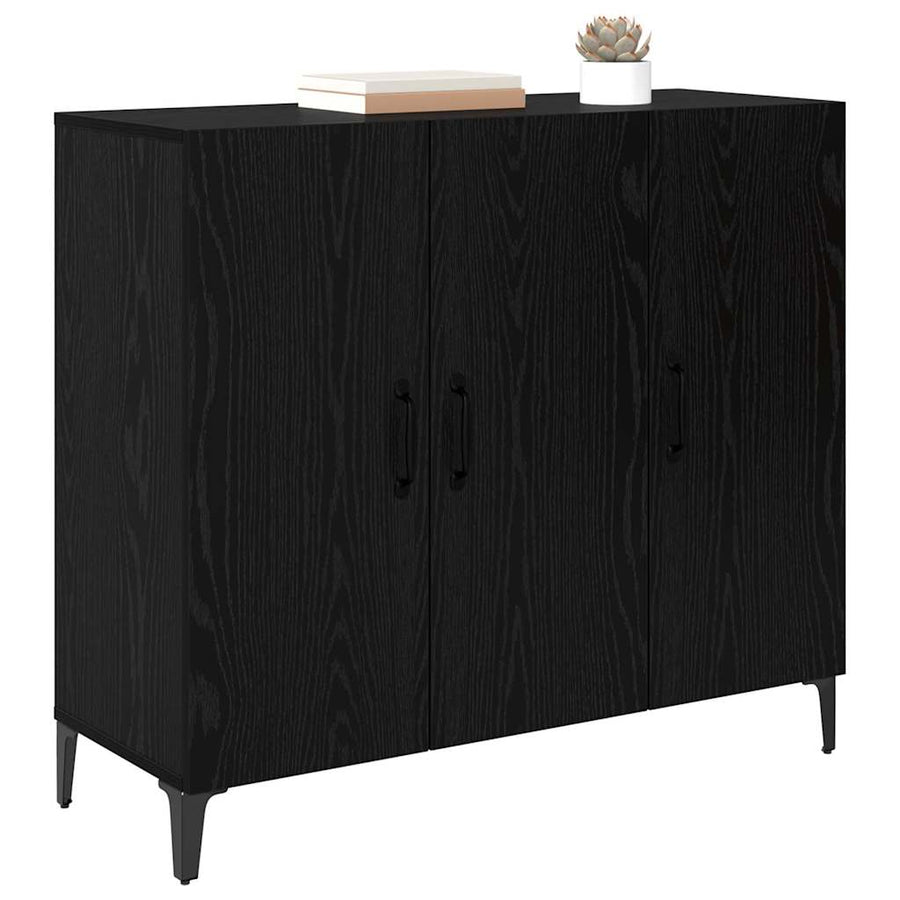 Dressoir Zwart eiken 34 x 90 x 80 cm Bewerkt hout
