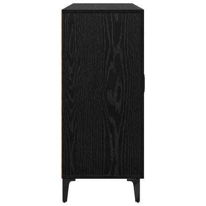 Dressoir Zwart eiken 34 x 90 x 80 cm Bewerkt hout