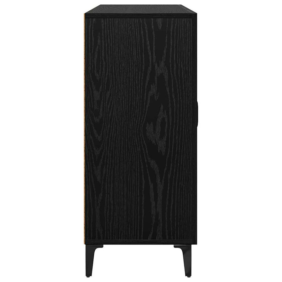 Dressoir Zwart eiken 34 x 90 x 80 cm Bewerkt hout
