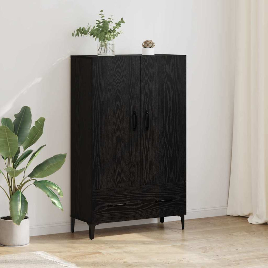 Highboard Zwart Eiken 70 x 31 x 115 cm Gemonteerd hout en ijzer