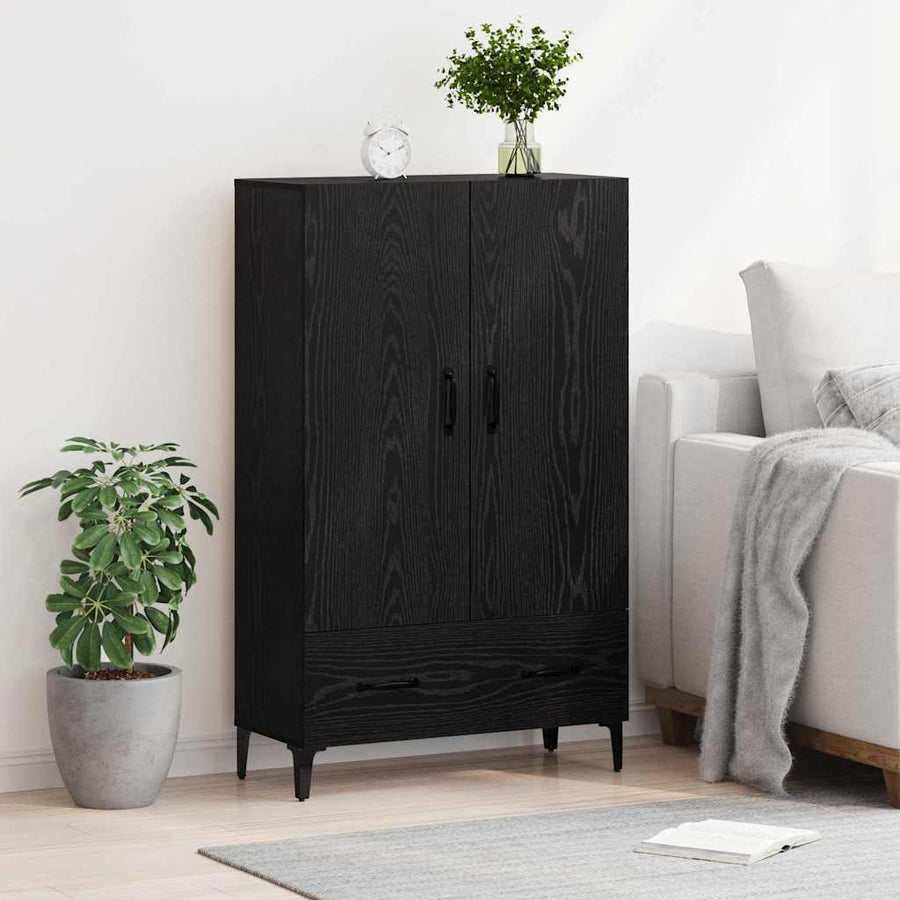 Highboard Zwart Eiken 70 x 31 x 115 cm Gemonteerd hout en ijzer