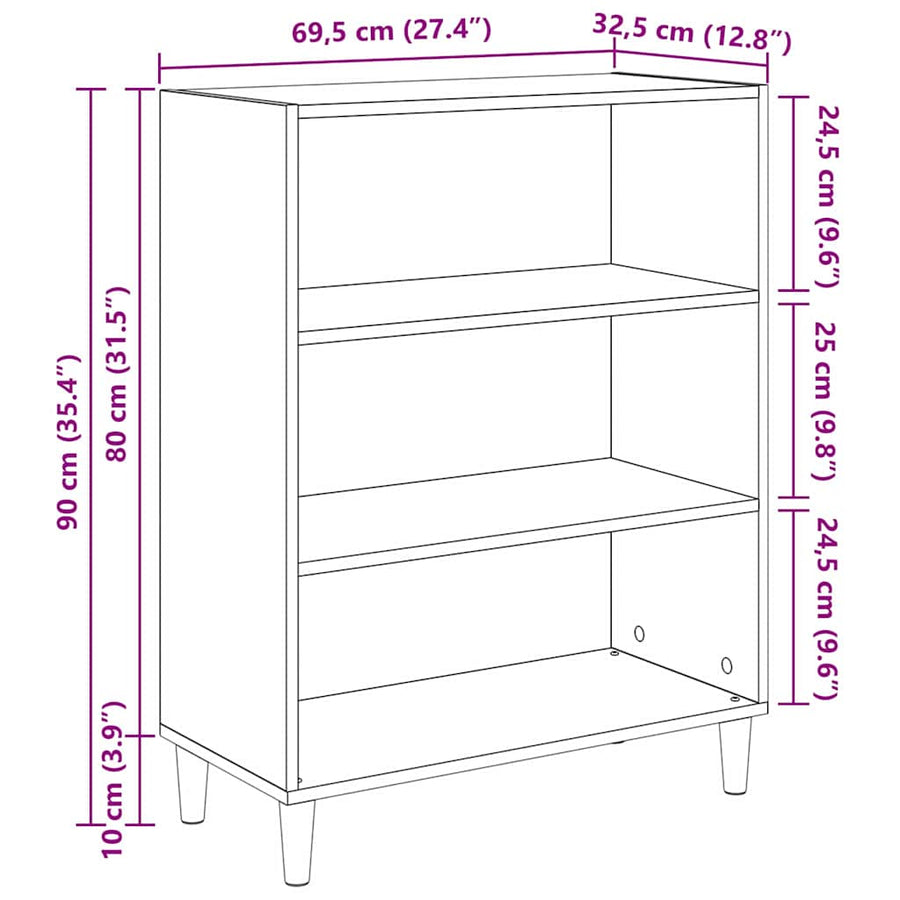 Dressoir Oudhout 69,5 x 32,5 x 90 cm Bewerkt hout