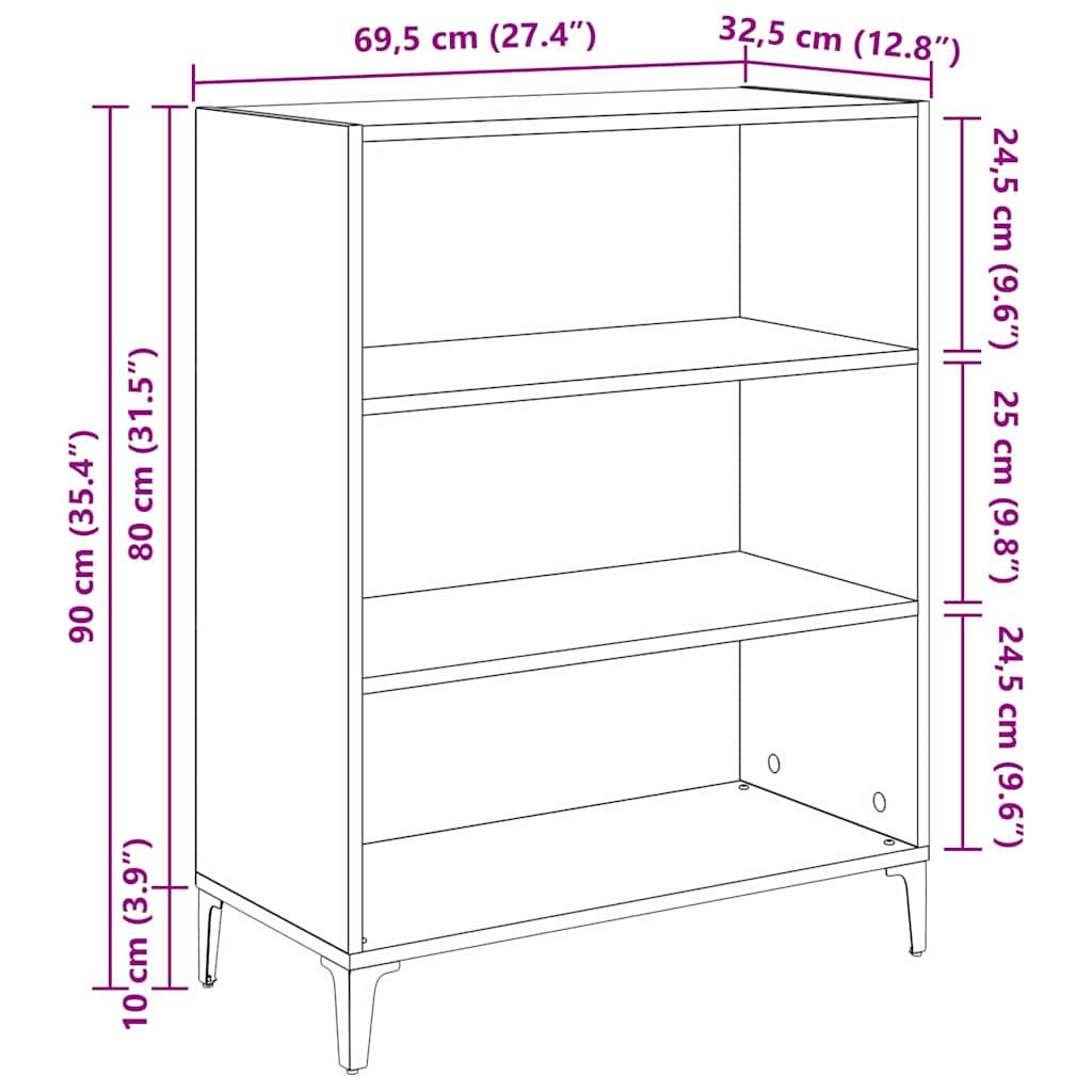 Dressoir Oudhout 69,5 x 32,5 x 90 cm Bewerkt hout