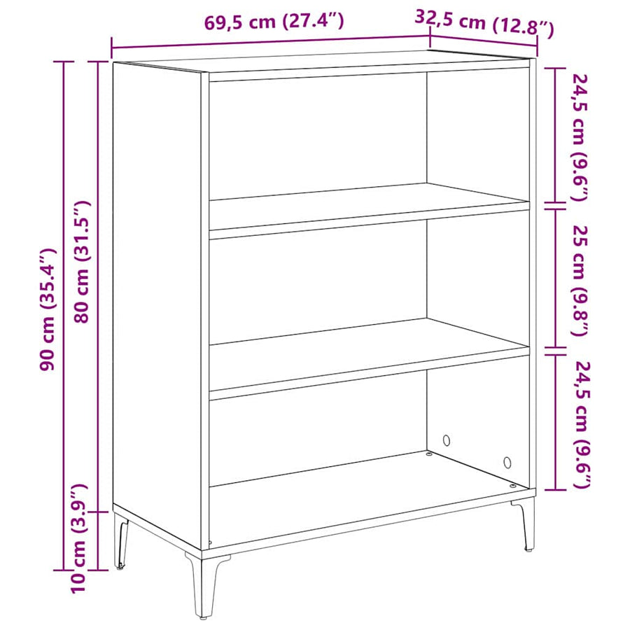 Dressoir Oudhout 69,5 x 32,5 x 90 cm Bewerkt hout