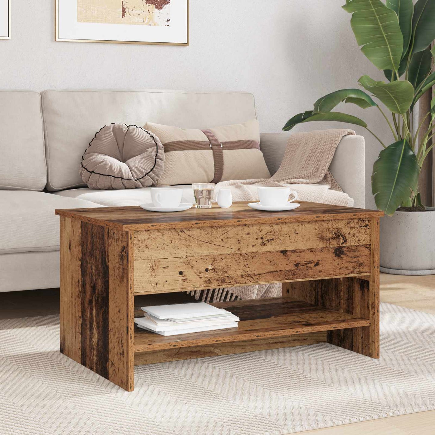 Salontafel Oud Hout 80 x 50,5 x 41,5 cm Bewerkt hout