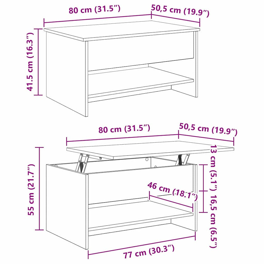 Salontafel Artisan Eiken 80 x 50,5 x 41,5 cm Bewerkt hout