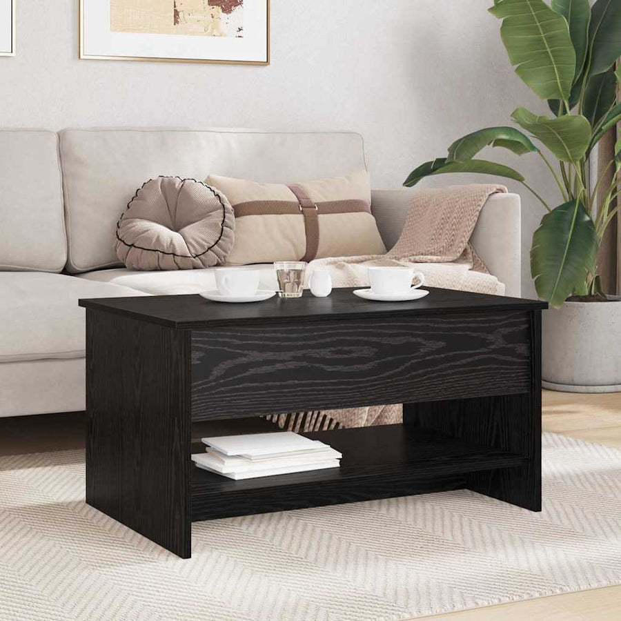 Salontafel Zwart Eiken 80 x 50,5 x 41,5 cm Bewerkt hout