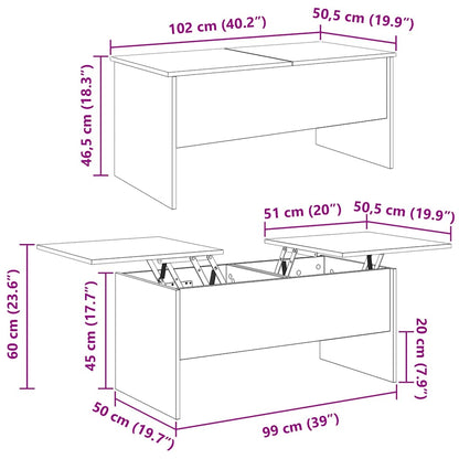 Salontafel Artisan Eiken 102 x 50,5 x 46,5 cm Bewerkt hout