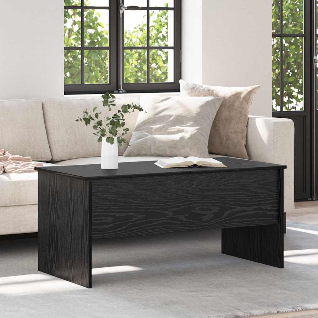 Salontafel Zwart Eiken 102 x 50,5 x 46,5 cm Bewerkt hout