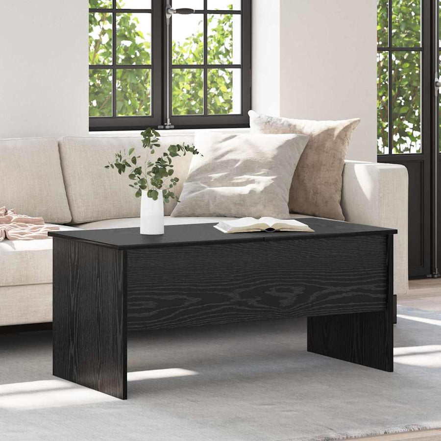 Salontafel Zwart Eiken 102 x 50,5 x 46,5 cm Bewerkt hout