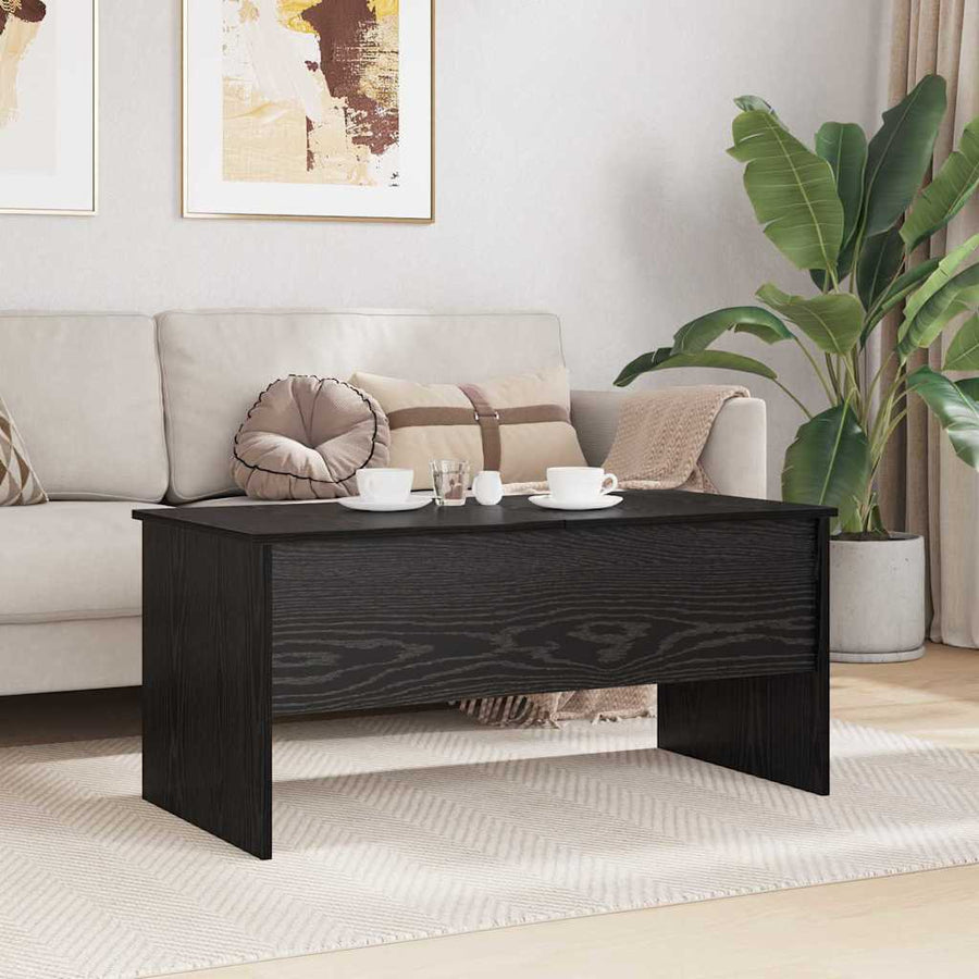 Salontafel Zwart Eiken 102 x 50,5 x 46,5 cm Bewerkt hout