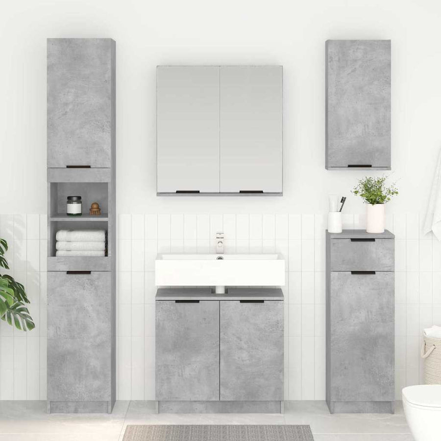 Badkamer Kast Beton Grijs 64,5 x 33,5 x 59 cm Bewerkt hout