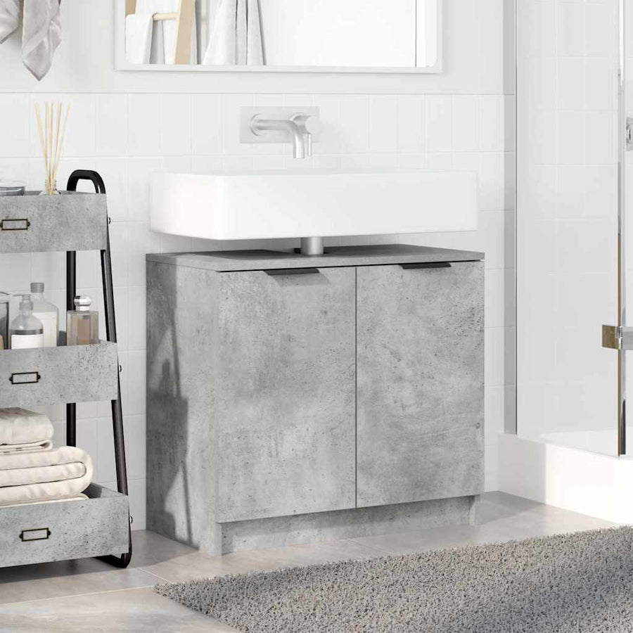 Badkamer Kast Beton Grijs 64,5 x 33,5 x 59 cm Bewerkt hout