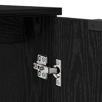 Badkamer Kast Zwart Eiken 64,5 x 33,5 x 59 cm Bewerkt hout