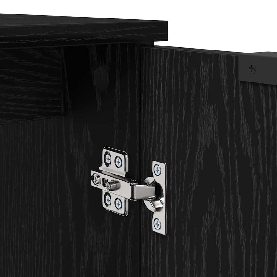 Badkamer Kast Zwart Eiken 64,5 x 33,5 x 59 cm Bewerkt hout
