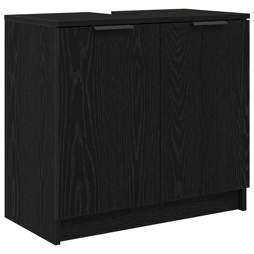 Badkamer Kast Zwart Eiken 64,5 x 33,5 x 59 cm Bewerkt hout