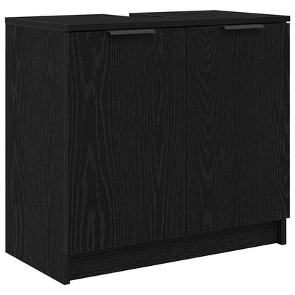 Badkamer Kast Zwart Eiken 64,5 x 33,5 x 59 cm Bewerkt hout