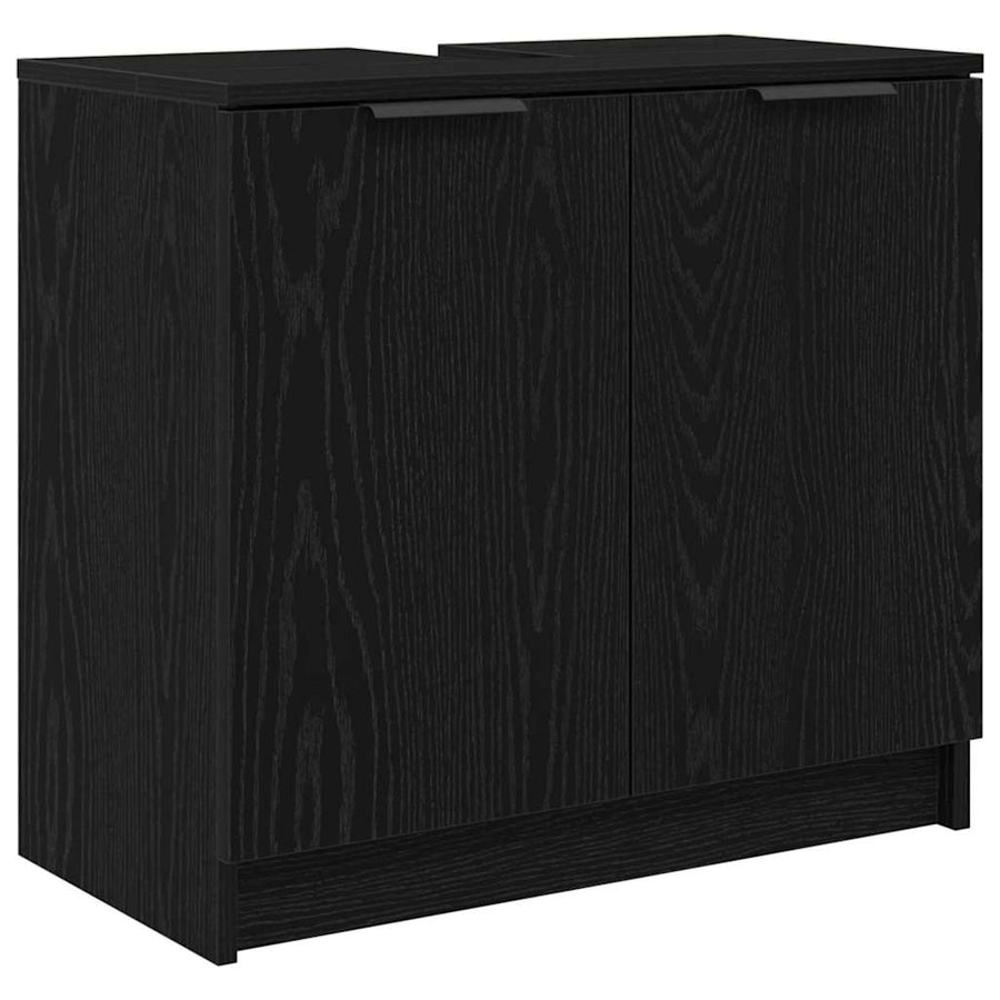 Badkamer Kast Zwart Eiken 64,5 x 33,5 x 59 cm Bewerkt hout