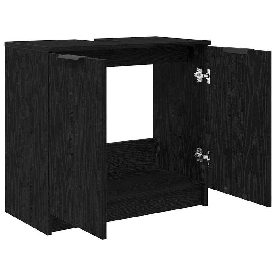 Badkamer Kast Zwart Eiken 64,5 x 33,5 x 59 cm Bewerkt hout