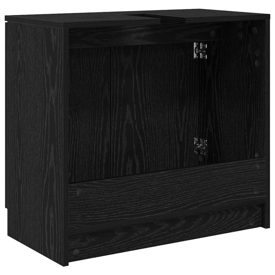 Badkamer Kast Zwart Eiken 64,5 x 33,5 x 59 cm Bewerkt hout