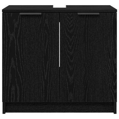 Badkamer Kast Zwart Eiken 64,5 x 33,5 x 59 cm Bewerkt hout