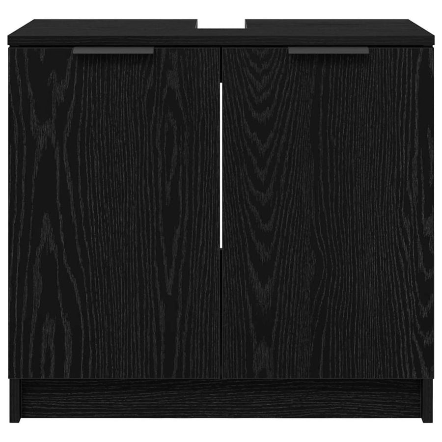 Badkamer Kast Zwart Eiken 64,5 x 33,5 x 59 cm Bewerkt hout