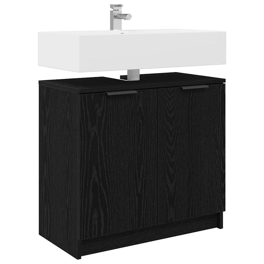 Badkamer Kast Zwart Eiken 64,5 x 33,5 x 59 cm Bewerkt hout