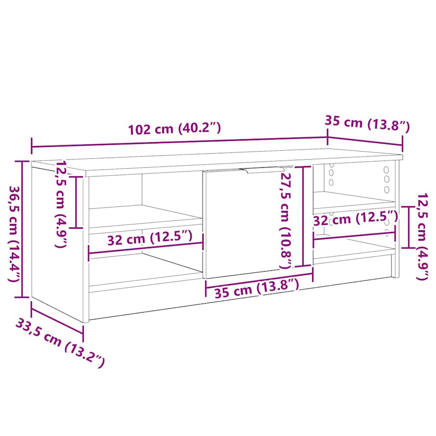TV-kast Oud Hout 102 x 35 x 36,5 cm Bewerkt hout