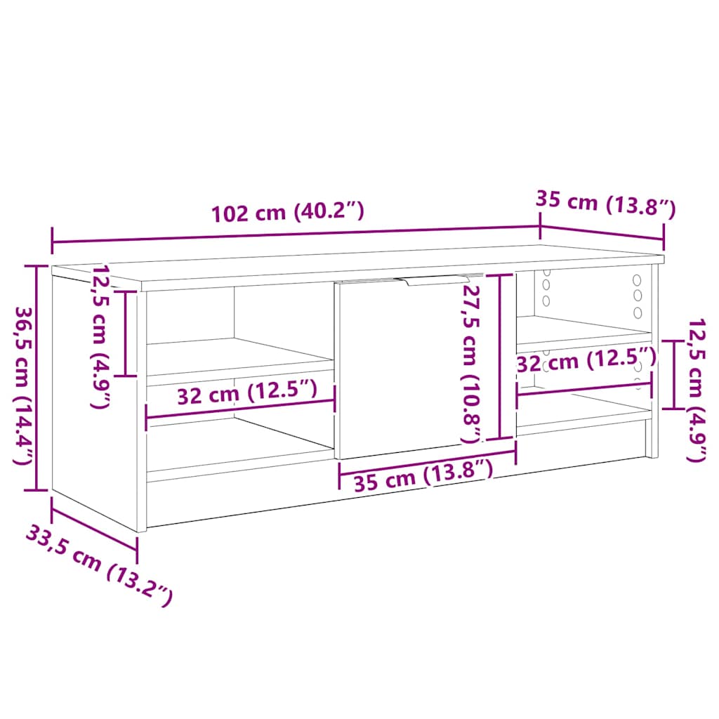 TV-kast Artisan Eiken 102 x 35 x 36,5 cm Bewerkt hout