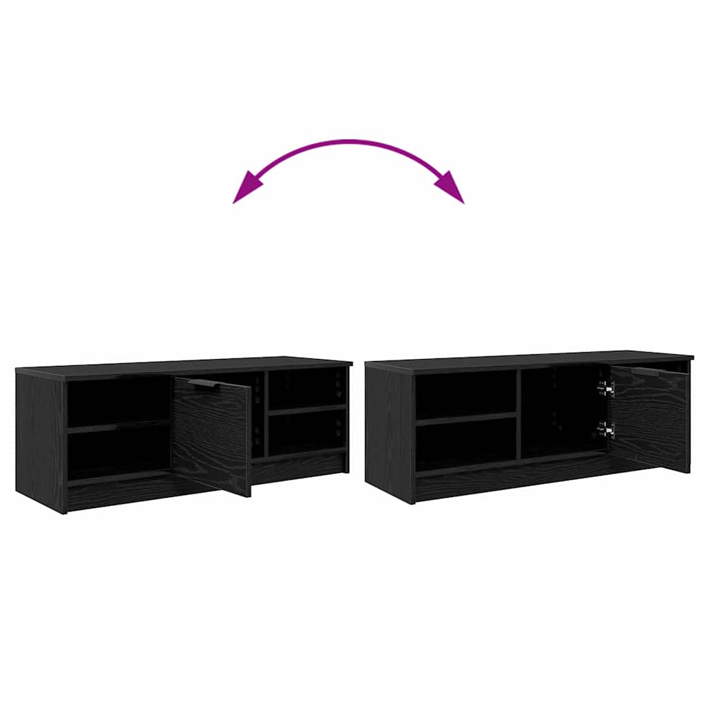 TV-kast Zwart Eiken 102 x 35 x 36,5 cm Bewerkt hout
