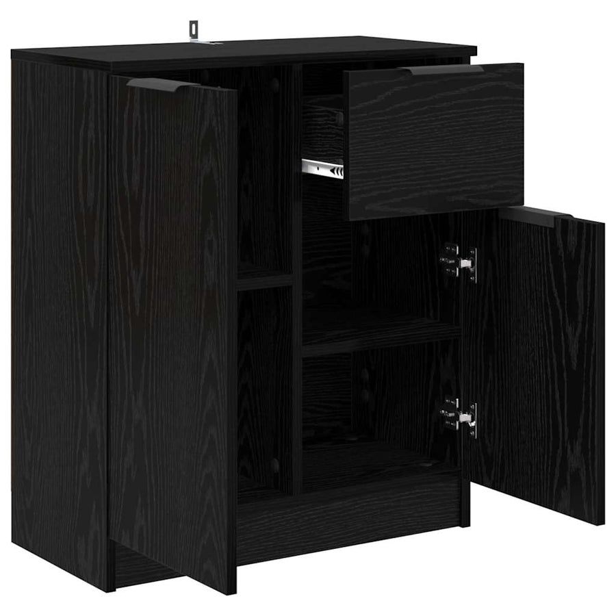 Dressoir met lade Zwart Eiken 60 x 30 x 70 cm Bewerkt hout