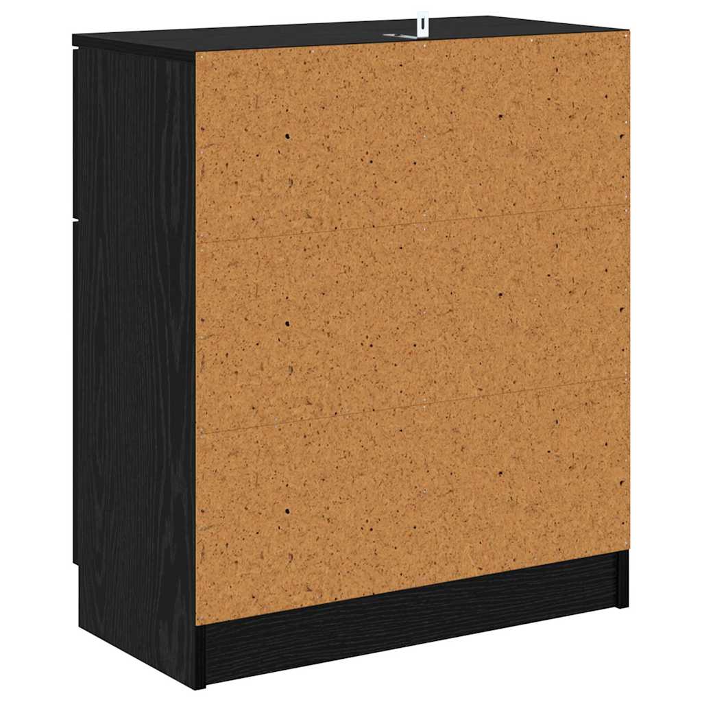 Dressoir met lade Zwart Eiken 60 x 30 x 70 cm Bewerkt hout