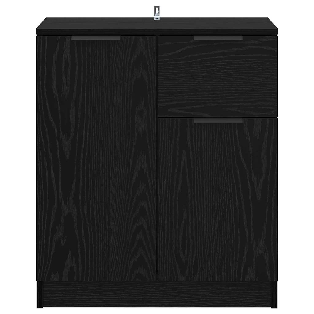 Dressoir met lade Zwart Eiken 60 x 30 x 70 cm Bewerkt hout