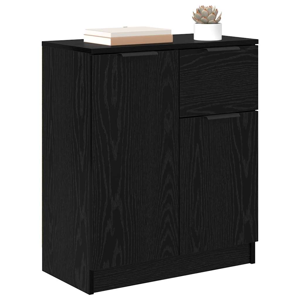 Dressoir met lade Zwart Eiken 60 x 30 x 70 cm Bewerkt hout